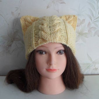 Womens winter hat – Cat ear hat – Cat beanie – Cat hat - Knit hat – Cat hat for women - Wool hat - Beanie for women - Winter beanie