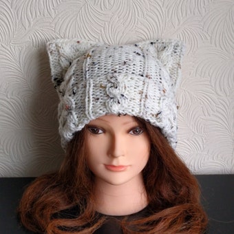 Womens winter hat – Cat ear hat – Cat beanie – "Roo" cat hat - Knit hat – Cat hat for women - Wool hat - Beanie for women - Winter beanie