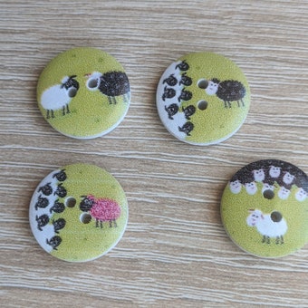 Set of 8 pieces of SHEEP buttons/ Wooden buttons x 8/ Different color sheep buttons/ Decorative buttons/Child buttons/ Adult buttons