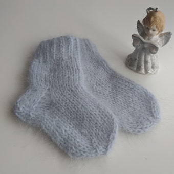 Natural Angora wool socks/ Baby/Newborn 0-6 months/ French Angora rabbit yarn socks/ angora wool socks for baby/ Baby shower gift/ Present