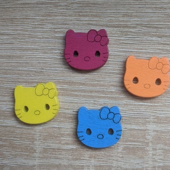 Set of 10 pieces CAT buttons / Wooden buttons x 10/ Cute Cat buttons/ Kitten button/ Decorative buttons/ Child buttons/ Gift for girl/ Gift
