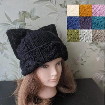 Black Cat ear hat/ Cat ear beanie/ Black Cat inspiration/ Beanie for cat lovers/ Cat hat/ Cat beanie/ Black Cat ear hat/ Women black beanie