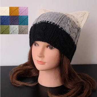 Women wool Cat hat – Cat ear hat – Cat beanie – ARISTOC’ATS hat for women - Knit hat – Cat hat for women - Wool hat - Beanie for women - Hat