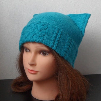 Womens winter hat – Cat ear hat – Cat beanie – Cat hat- Knit hat – ARISTOC’ATS hat for women - Wool hat - Beanie for women - Winter beanie