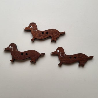 Animal wood buttons in pieces (not sets)/ Wooden button/ Dog button/ Dachshund button/ Basset button/ Child button/ Decorative button/ gift