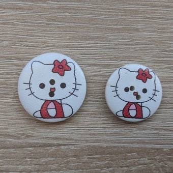 Set of 2 or 3 pieces CAT GIRL buttons/ Wooden buttons/ Kitten buttons/ Large cat buttons/ Decorative buttons/ Child buttons/ Adult buttons