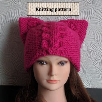 Cat ear hat Instant Download knitting pattern IN ENGLISH/ Cat ear hat knitting pattern/ Ear hat knitting pattern/ Cat beanie knit pattern
